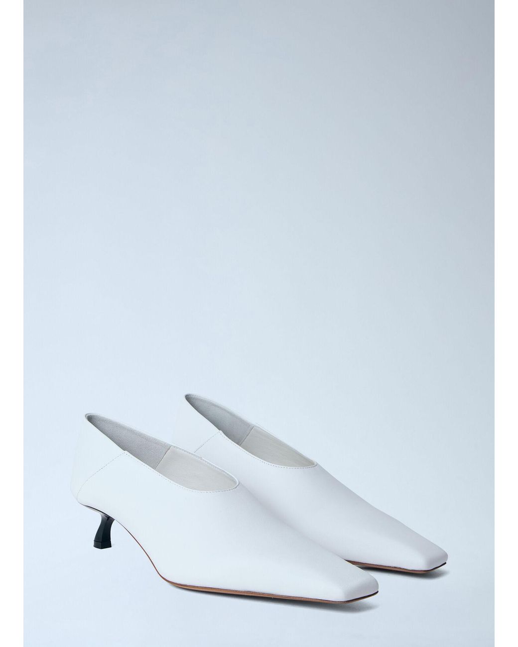 Sportmax White Leather Kitten Heel Pumps