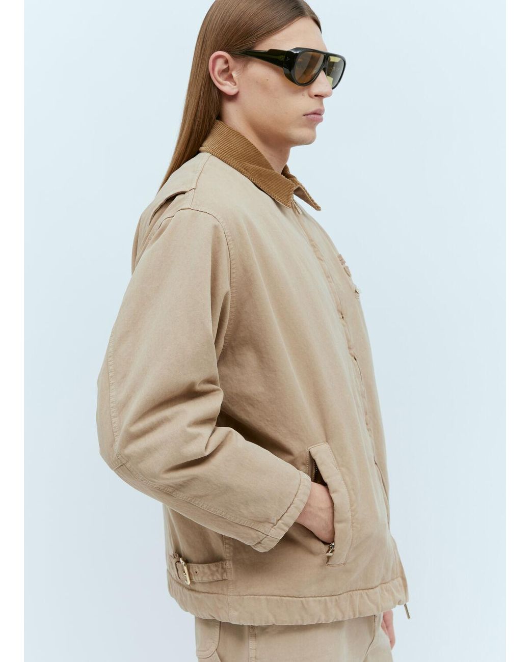 【日本入手困難】Garment-dyed gabardine blouson jacket Miu Miu Garment-dyed Gabardine Blouson Jacket in Natural for