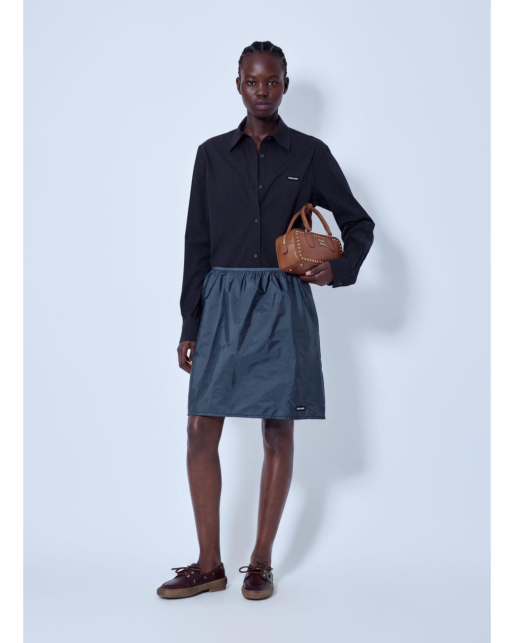 Miu Miu Blue Technical Fabric Skirt