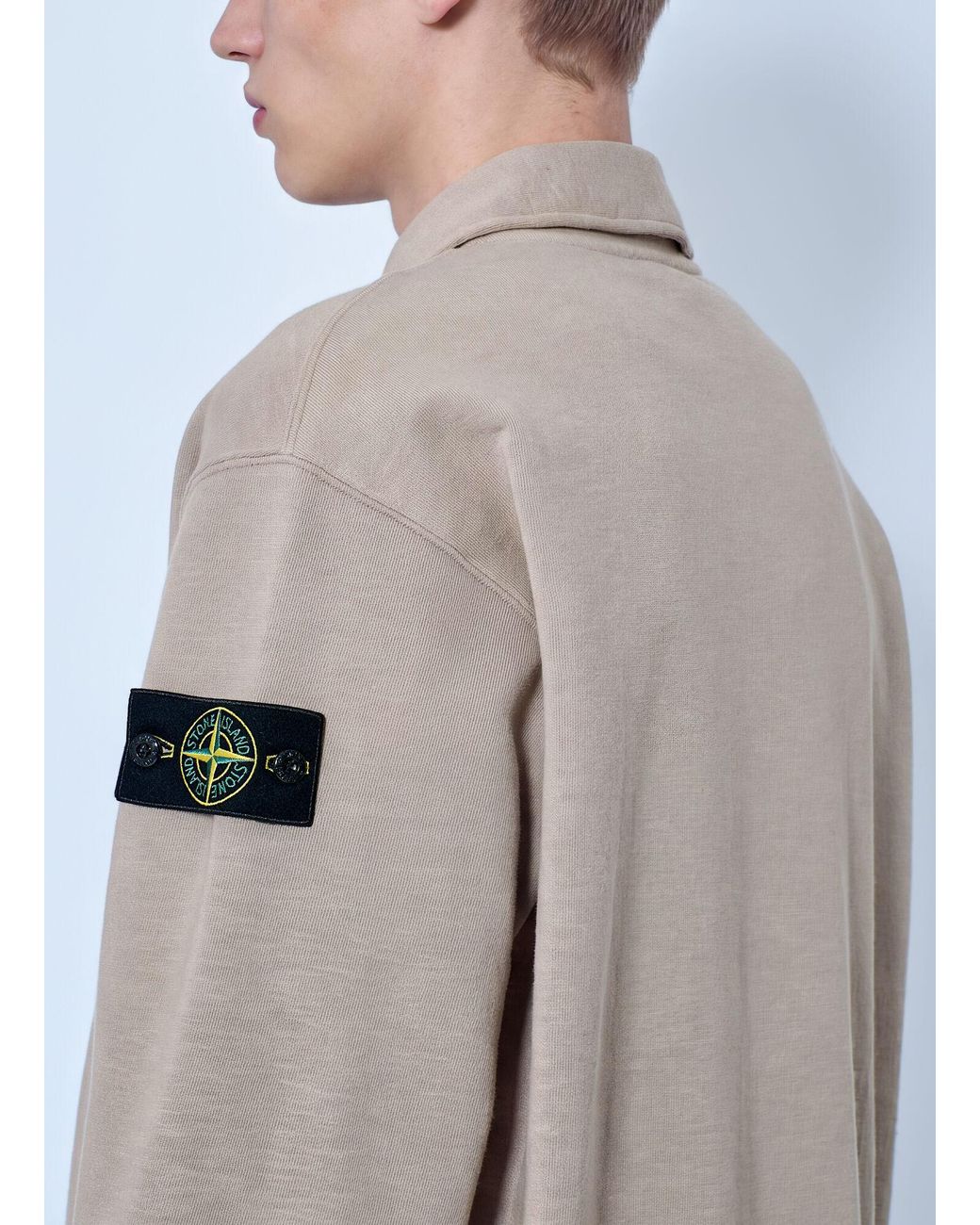 Stone Island Gray Polo Collar Sweatshirt for men