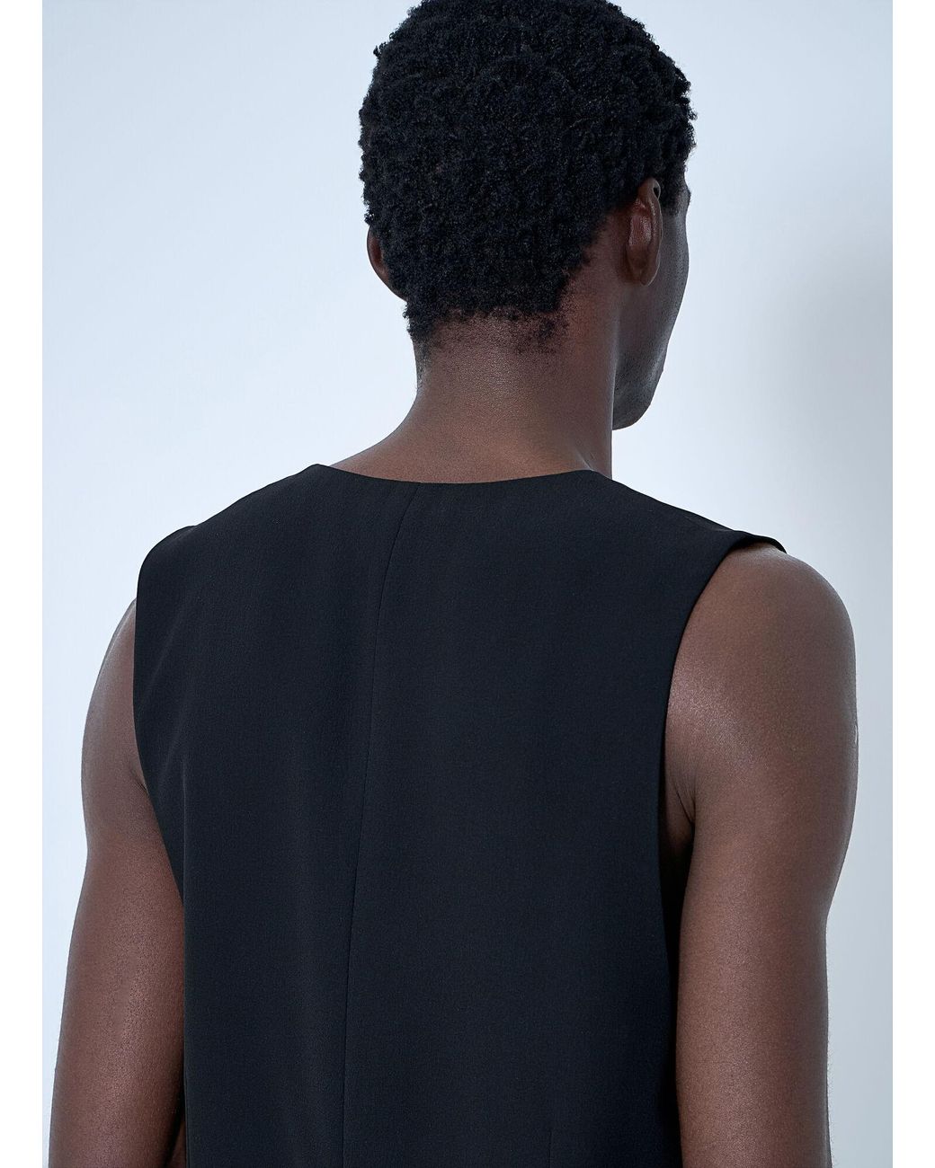 Saint Laurent Blue Silk Crepe Waistcoat for men