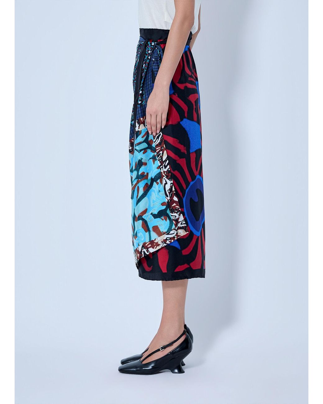 Dries Van Noten Blue Scarfy Long Skirt