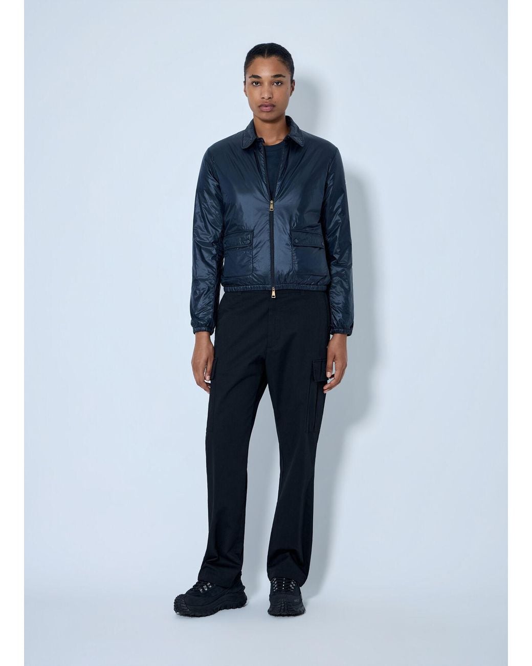 Moncler Blue Lanset Packable Short Down Shirt Jacket