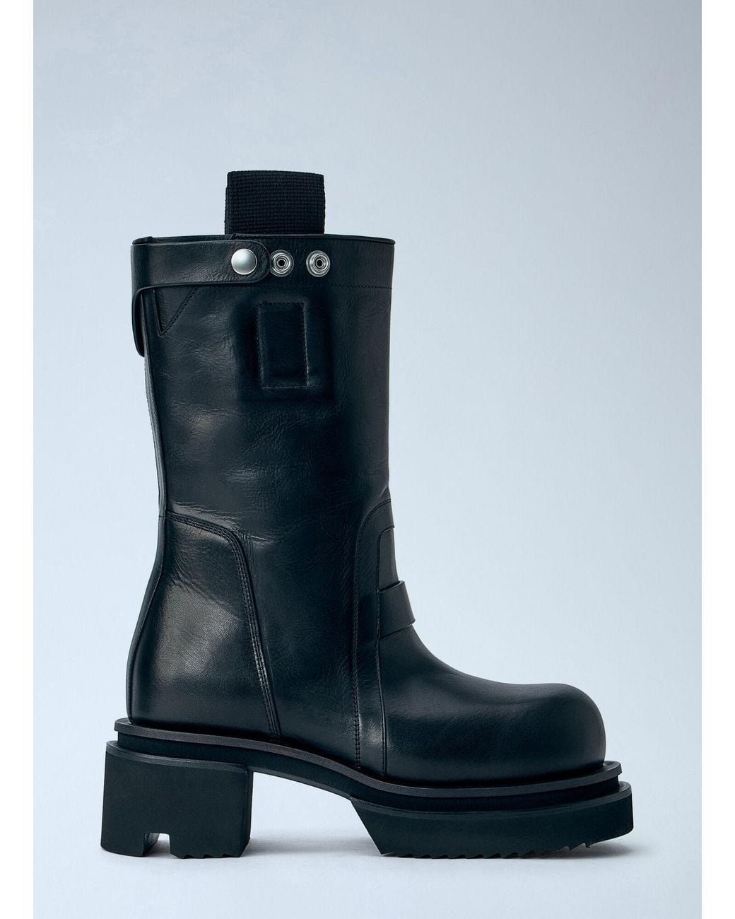 Rick Owens Blue Pull On Bogun Leather Boots
