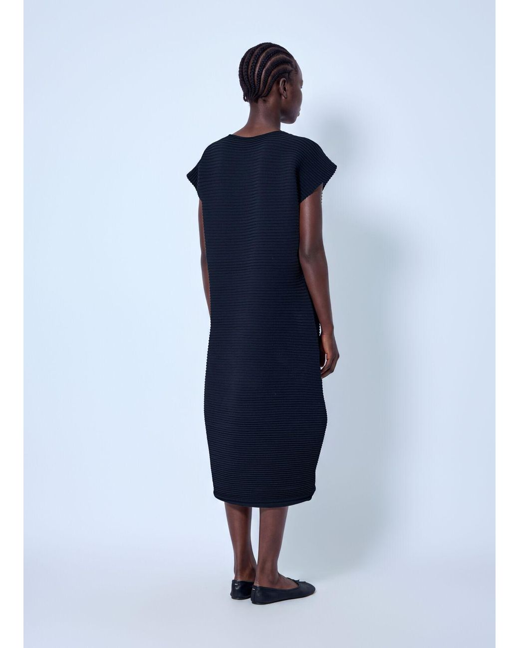 Pleats Please Issey Miyake Blue Zig Zag Knit Dress