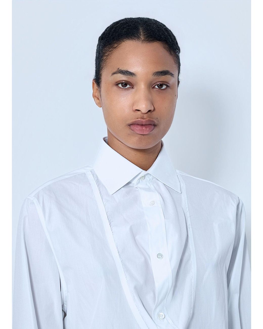 Maison Margiela White Folded V-Neck Collar Shirt