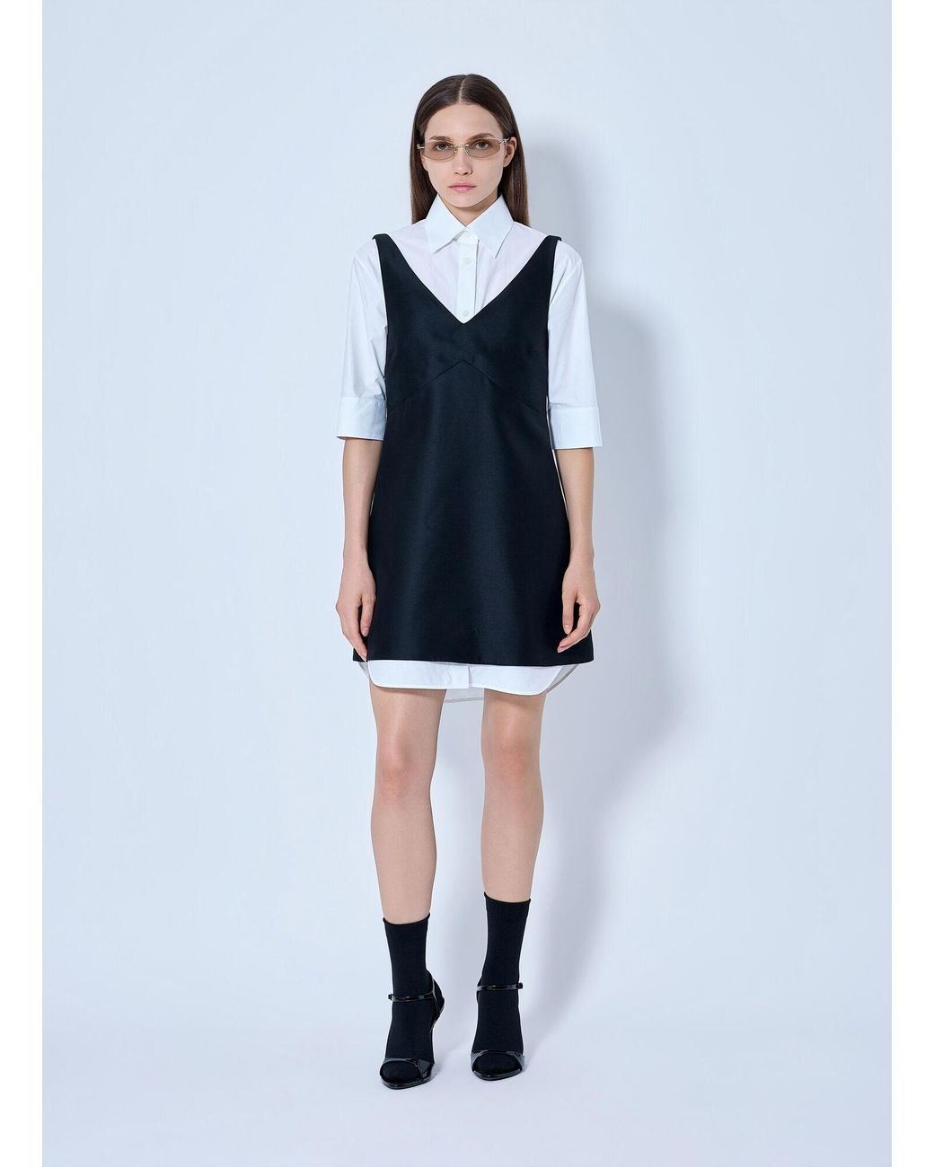 Balenciaga Blue Hybrid Shirt Dress