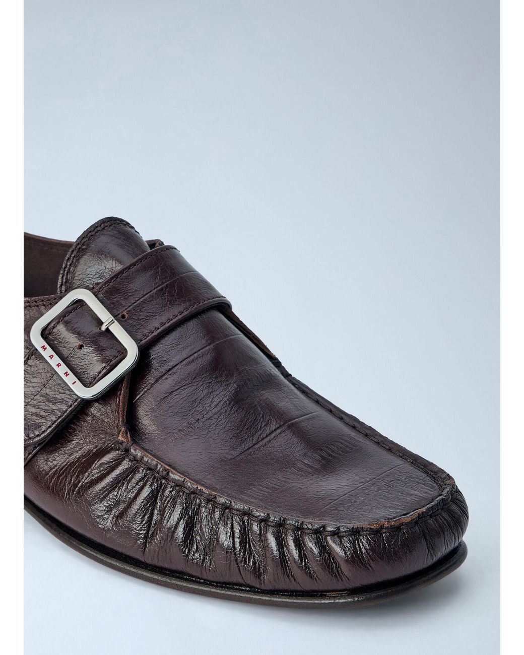 Marni White Buckle Detail Leather Loafers for men