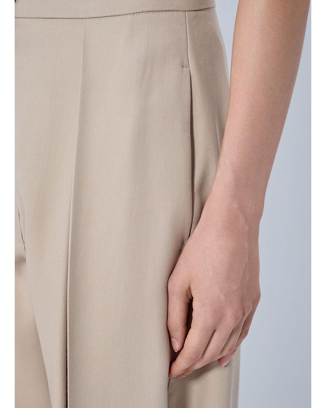 Sportmax Natural Wide-Leg Pleated Trousers