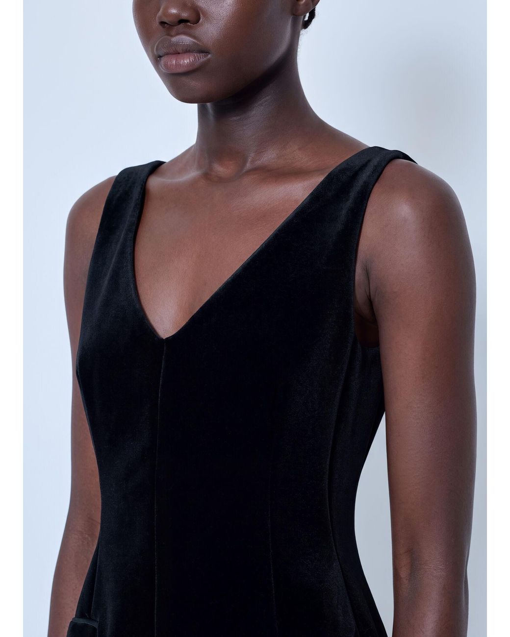 Sportmax Blue Sleeveless Velvet Mini Dress