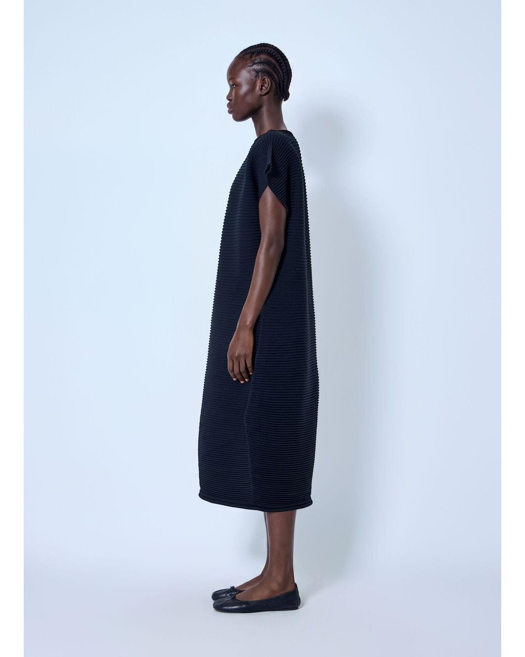 Pleats Please Issey Miyake Blue Zig Zag Knit Dress