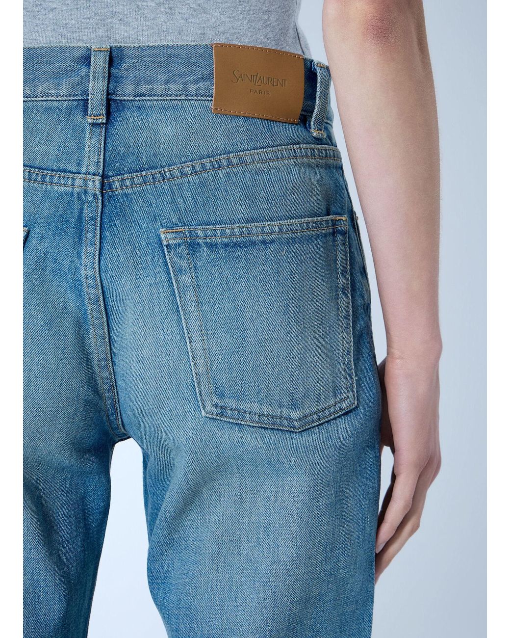 Saint Laurent Blue Mid-Rise Straight Jeans