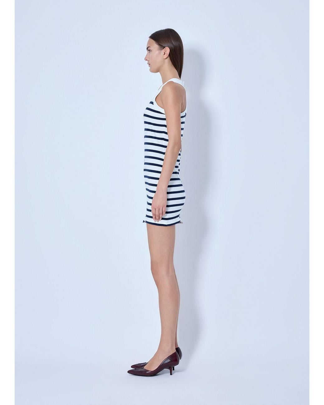 Jean Paul Gaultier Blue Stretch Cotton Asymetric Short Dress