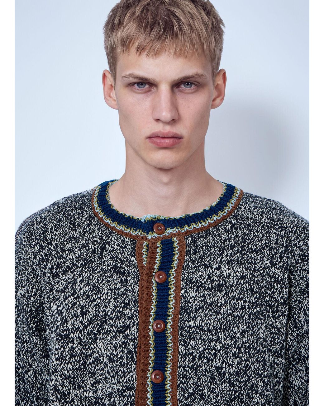 STORY mfg. Gray Root Knit Oakmoss Cardigan for men