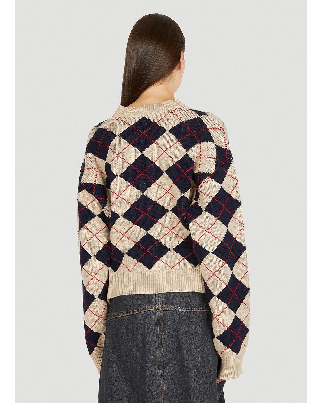 ROKH Argyle Sweater in Natural | Lyst