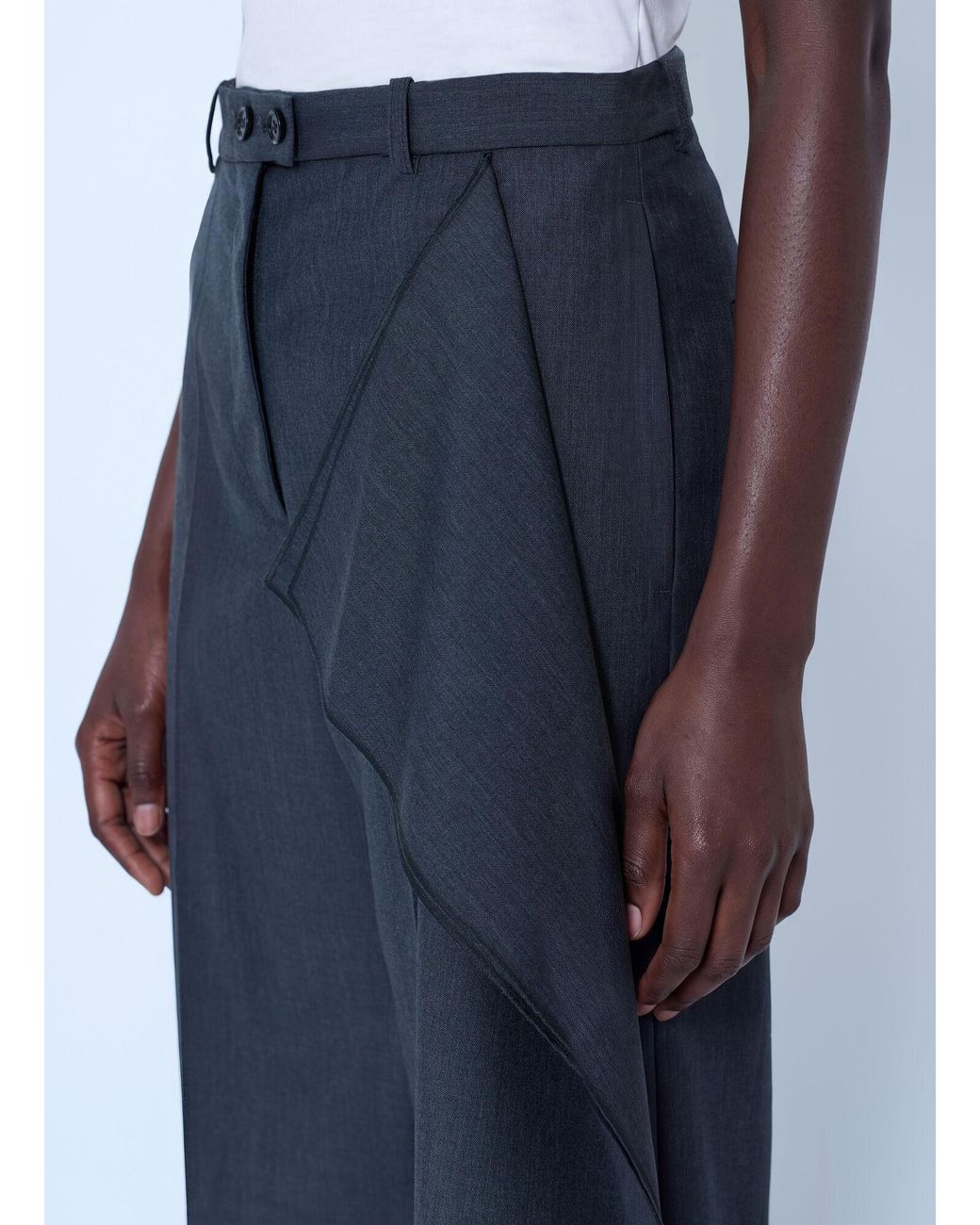 Jil Sander Blue Fil-À-Fil Dressy Wool Pants