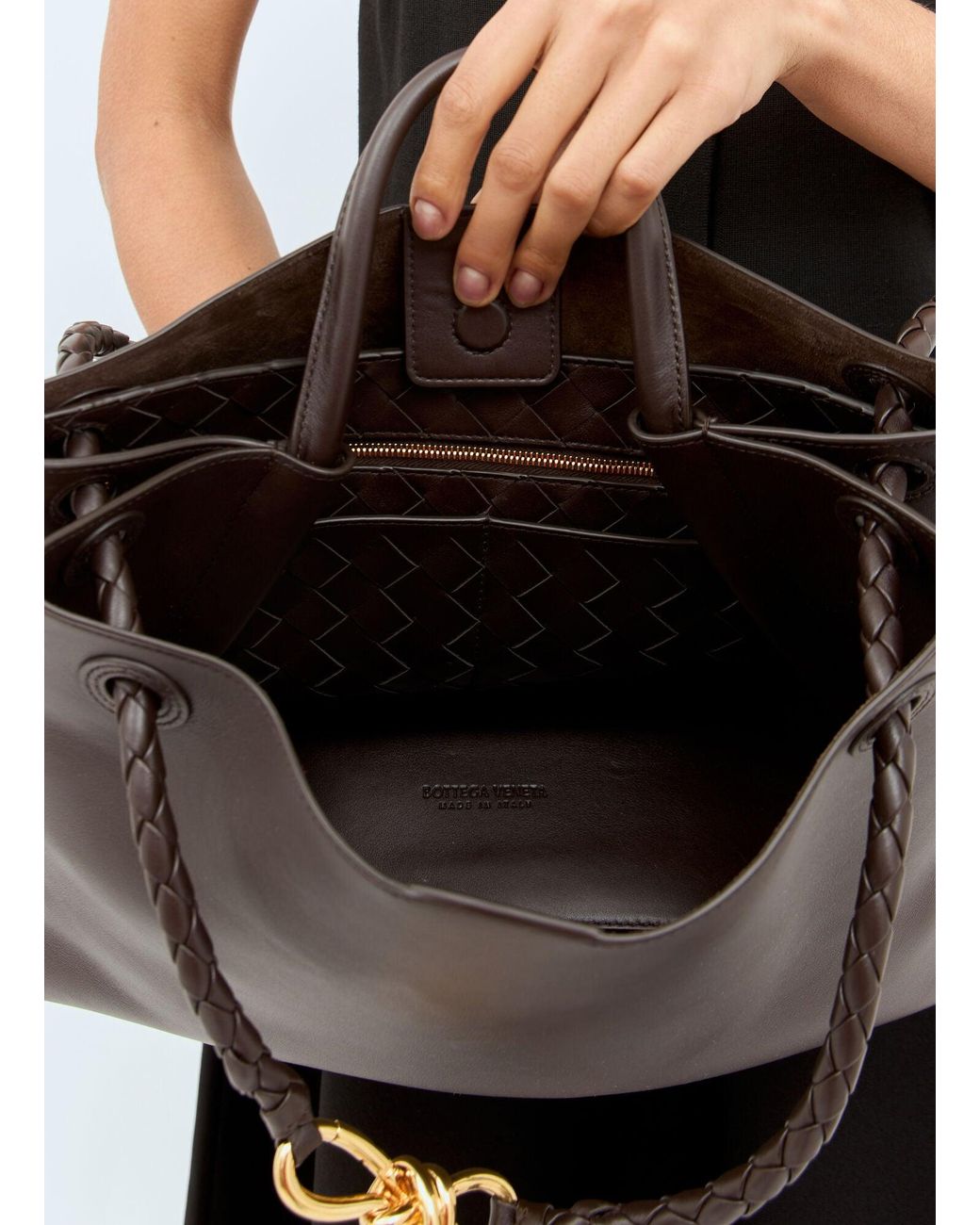 Bottega Veneta Gray Medium Andiamo Handbag