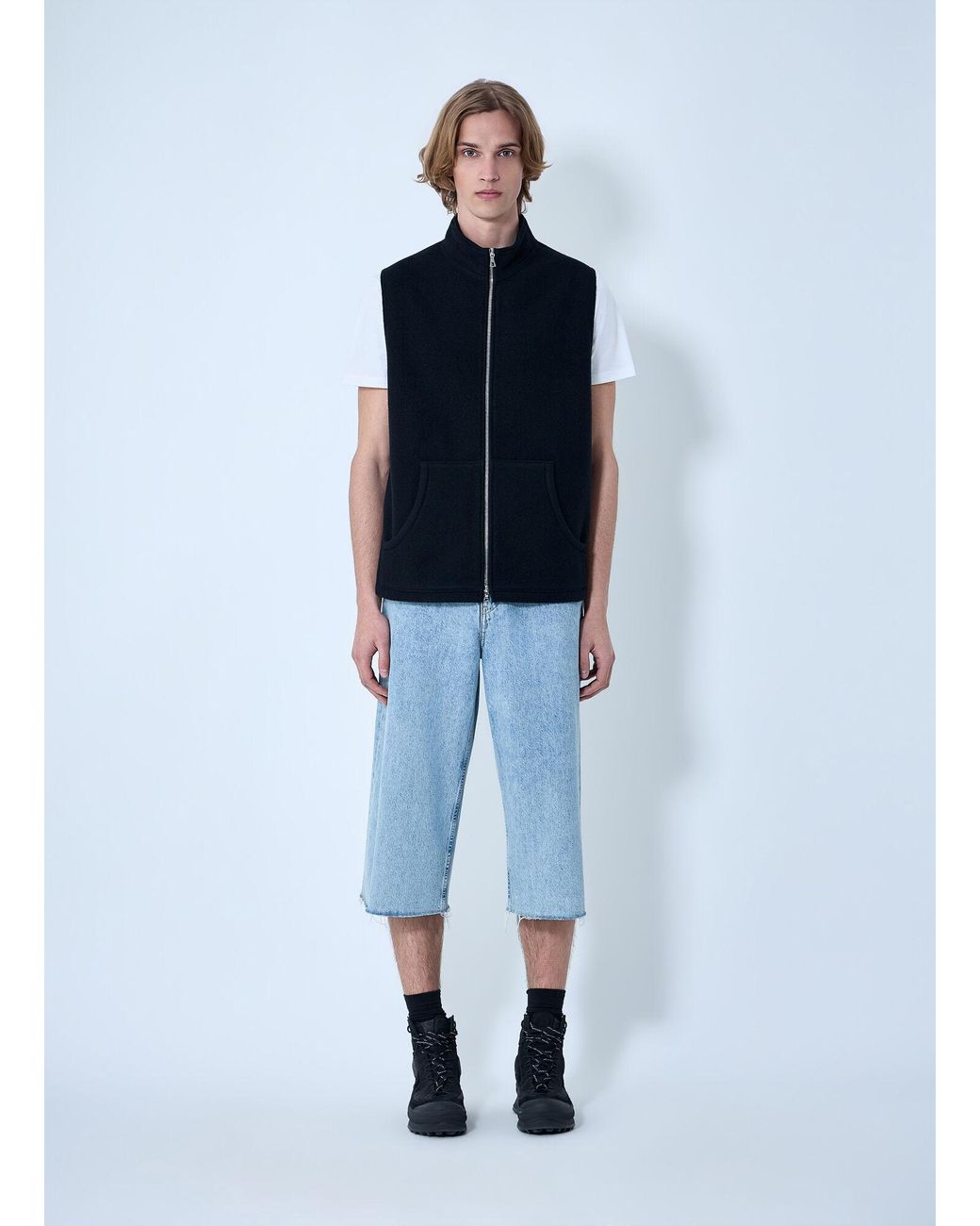 Rier Blue High-Neck Zip Vest