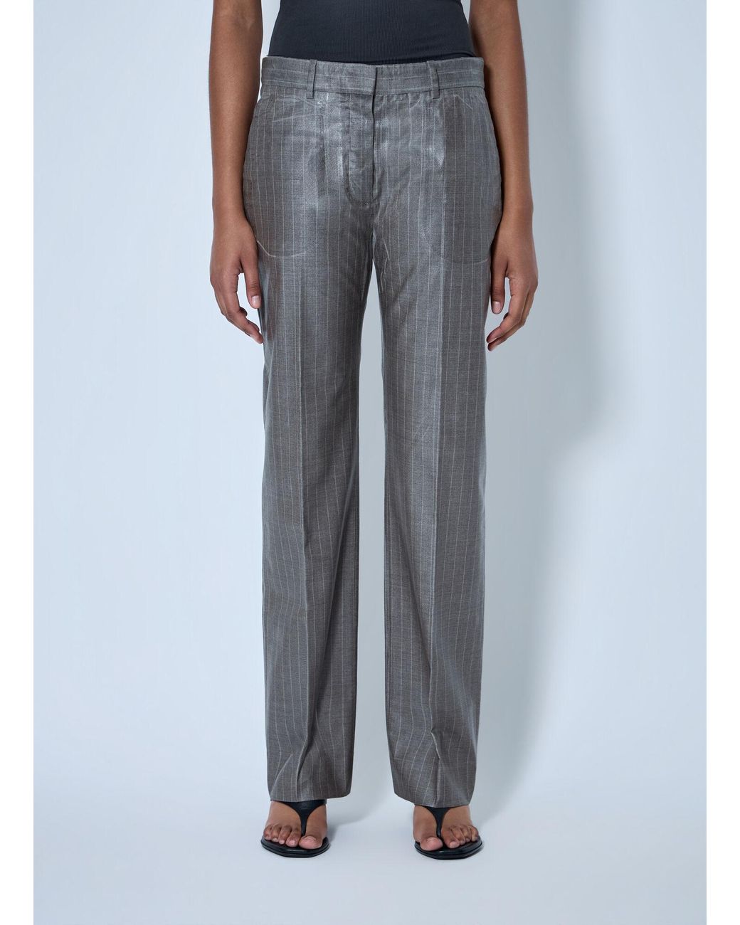 Acne Blue Coated Pinstripe Trousers