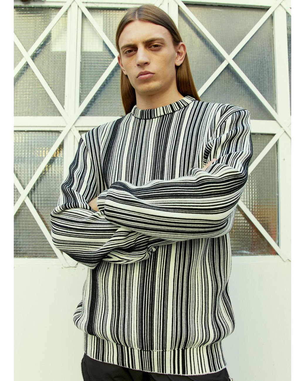 VTMNTS Green Glitched Knitted Sweater