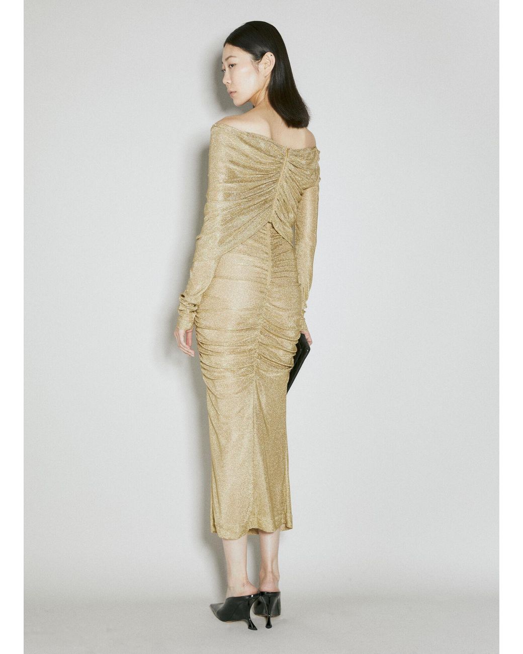Dolce & Gabbana White Lurex Mesh Midi Dress