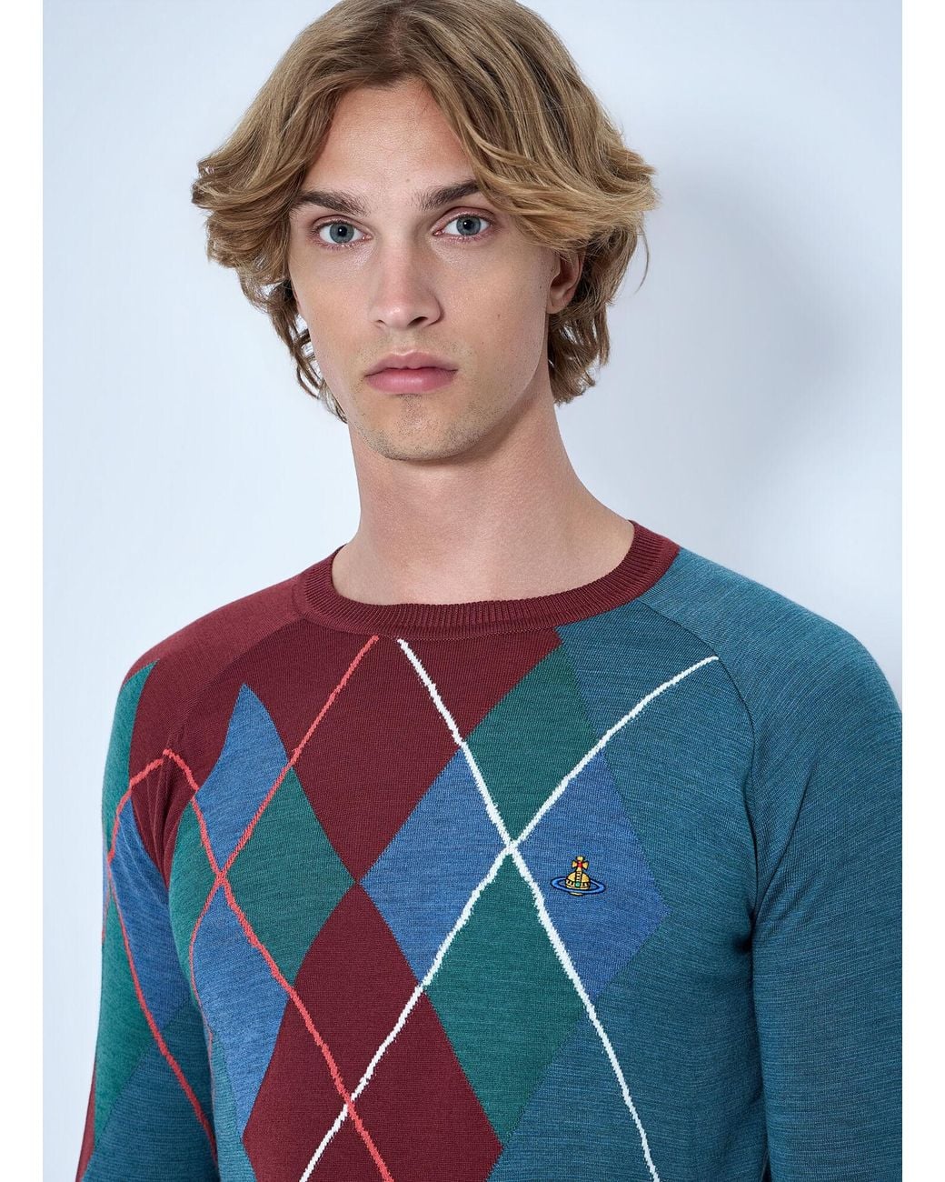 Vivienne Westwood Blue Argyle Sweater for men