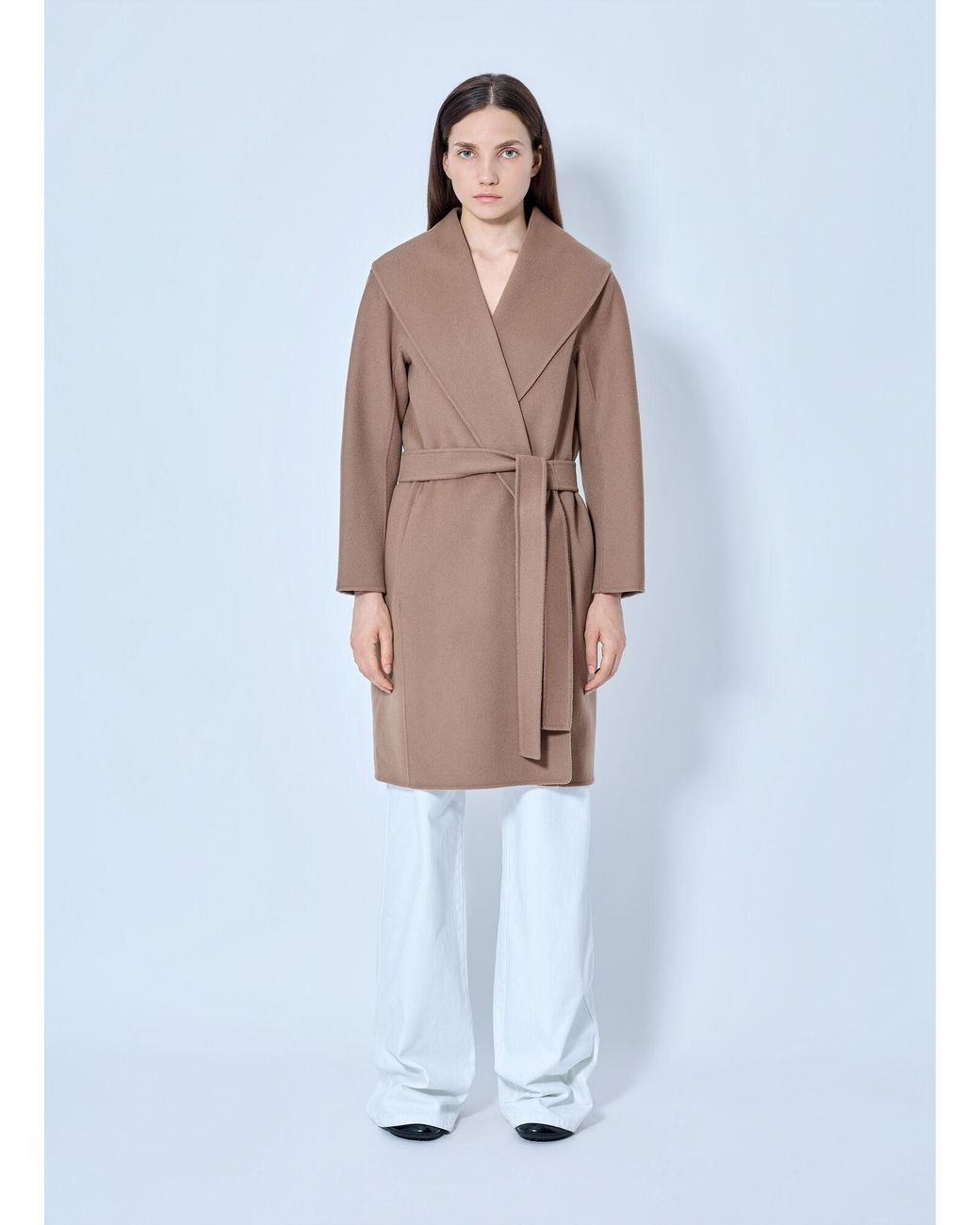 Max Mara White Belted Wrap Coat