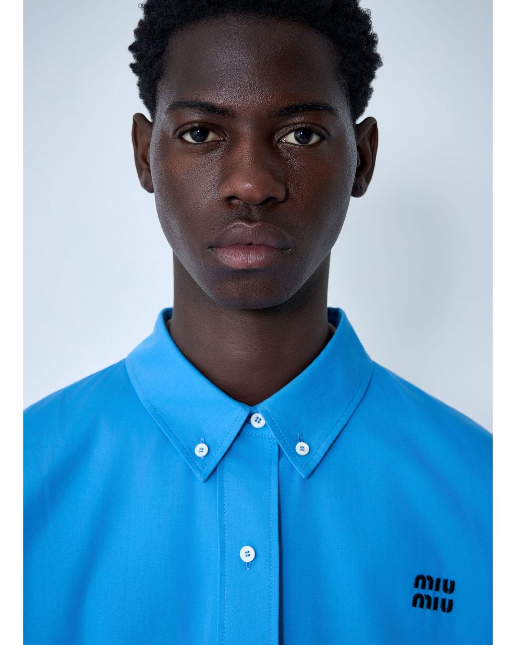 Miu Miu Blue Logo Motif Blouson Jacket