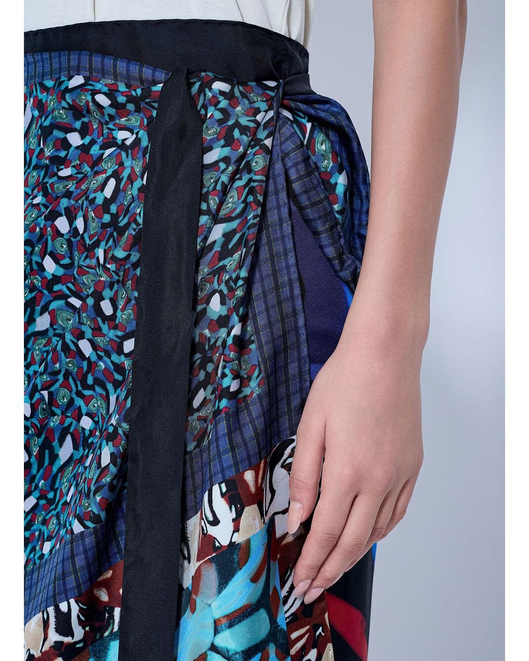 Dries Van Noten Blue Scarfy Long Skirt