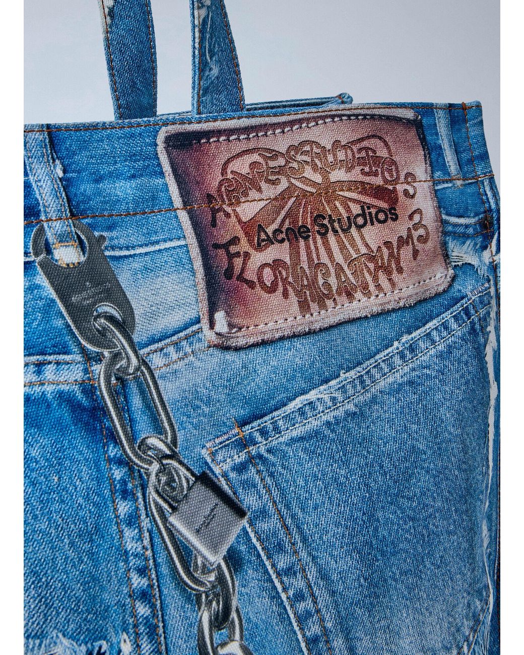 Acne Blue Trompe-L'Oeil Tote Bag