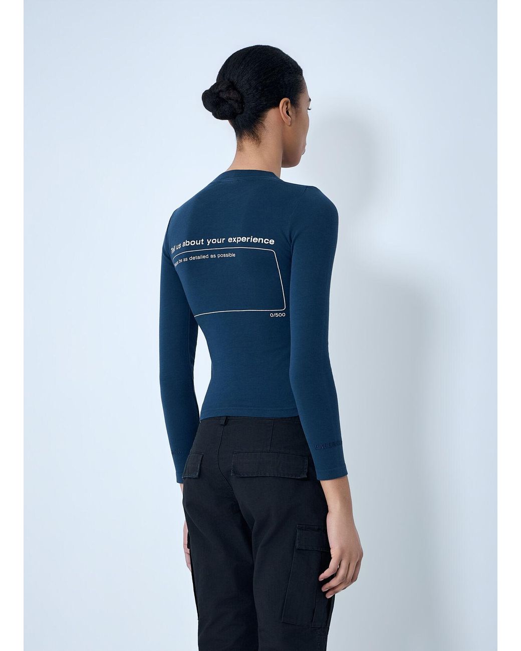 Balenciaga Blue Star Embroidered Ribbed Top