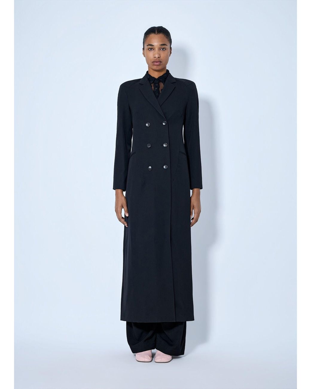 Dries Van Noten Blue Ronna Double-Breasted Wool Coat