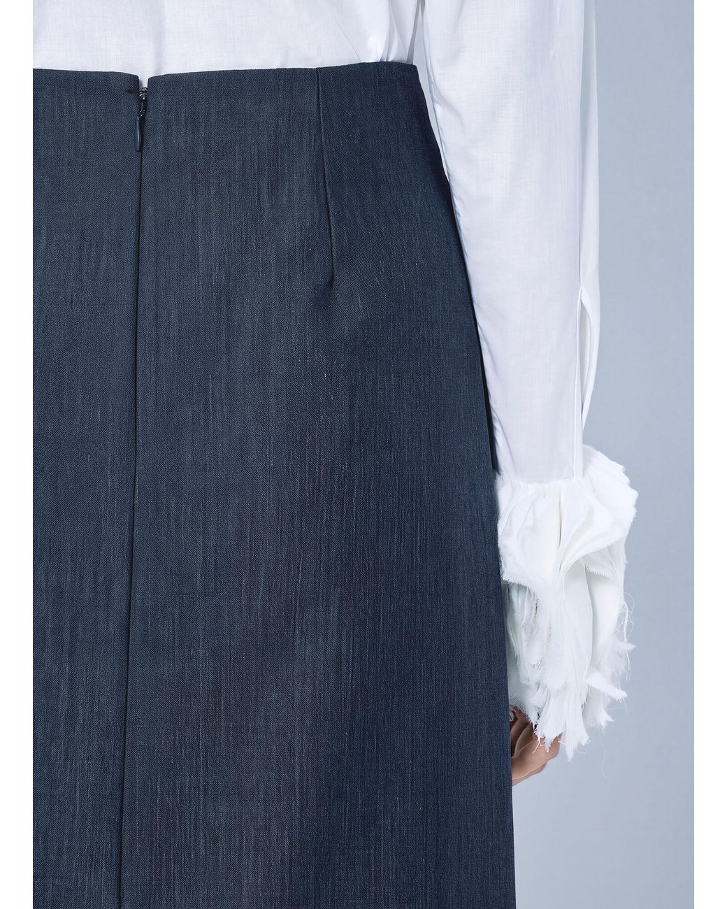 Jil Sander Blue Midi Skirt With Front Pleats