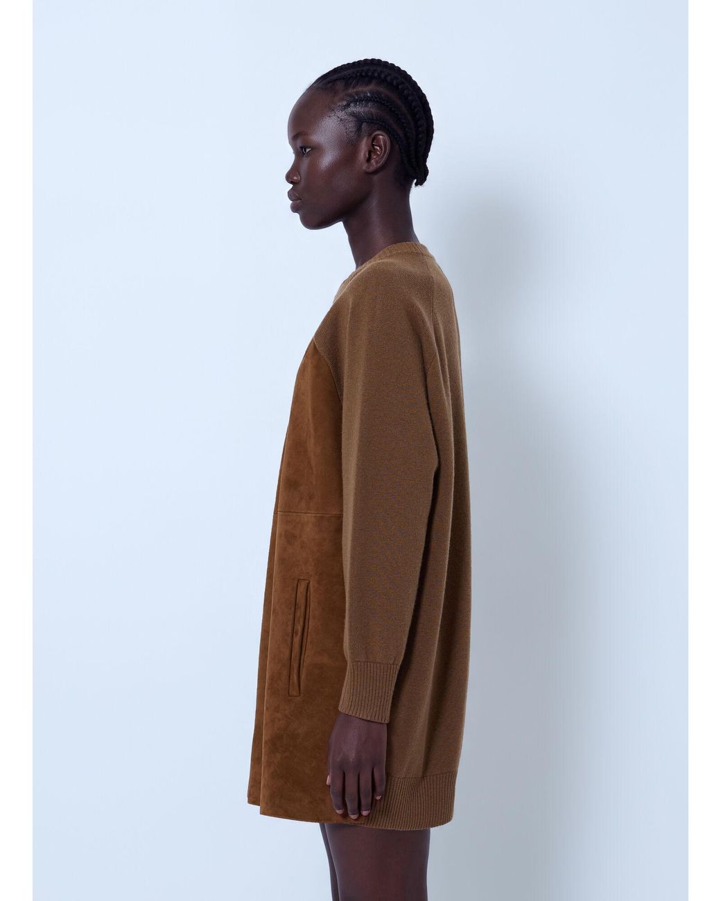 Max Mara Brown Suede Panel Dress