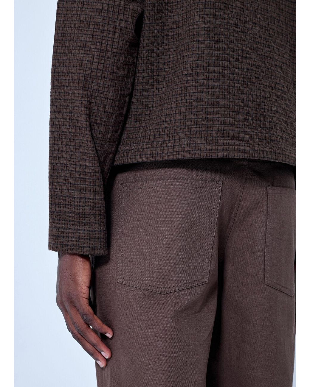 Moncler Brown Checked Zip-Up Jacket for men
