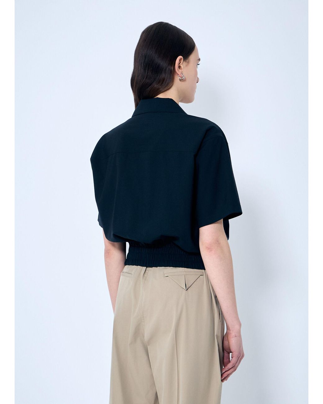Bottega Veneta Blue Wool Camp Collar Shirt