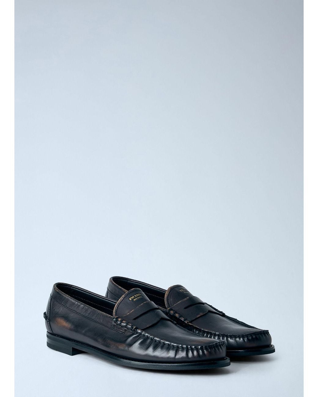 Prada Multicolor Antiqued Leather Loafers for men