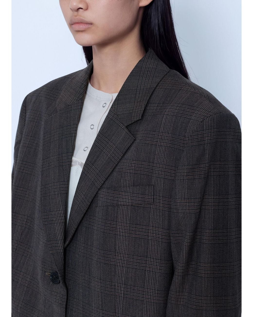 Acne Black Checked Wool Blazer