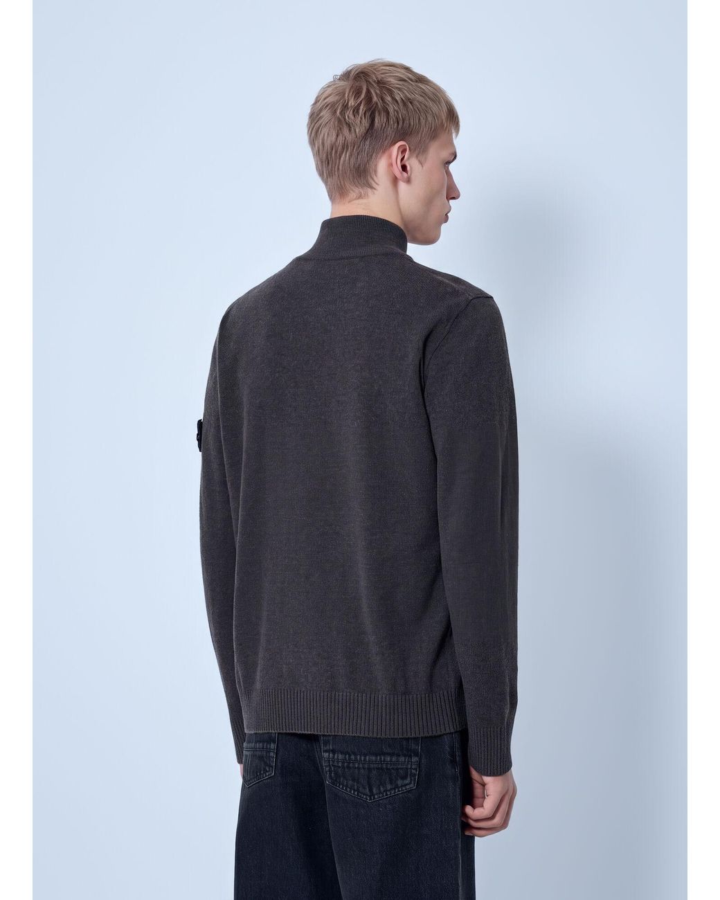 Stone Island Blue Zip-up Wool Cardigan for men