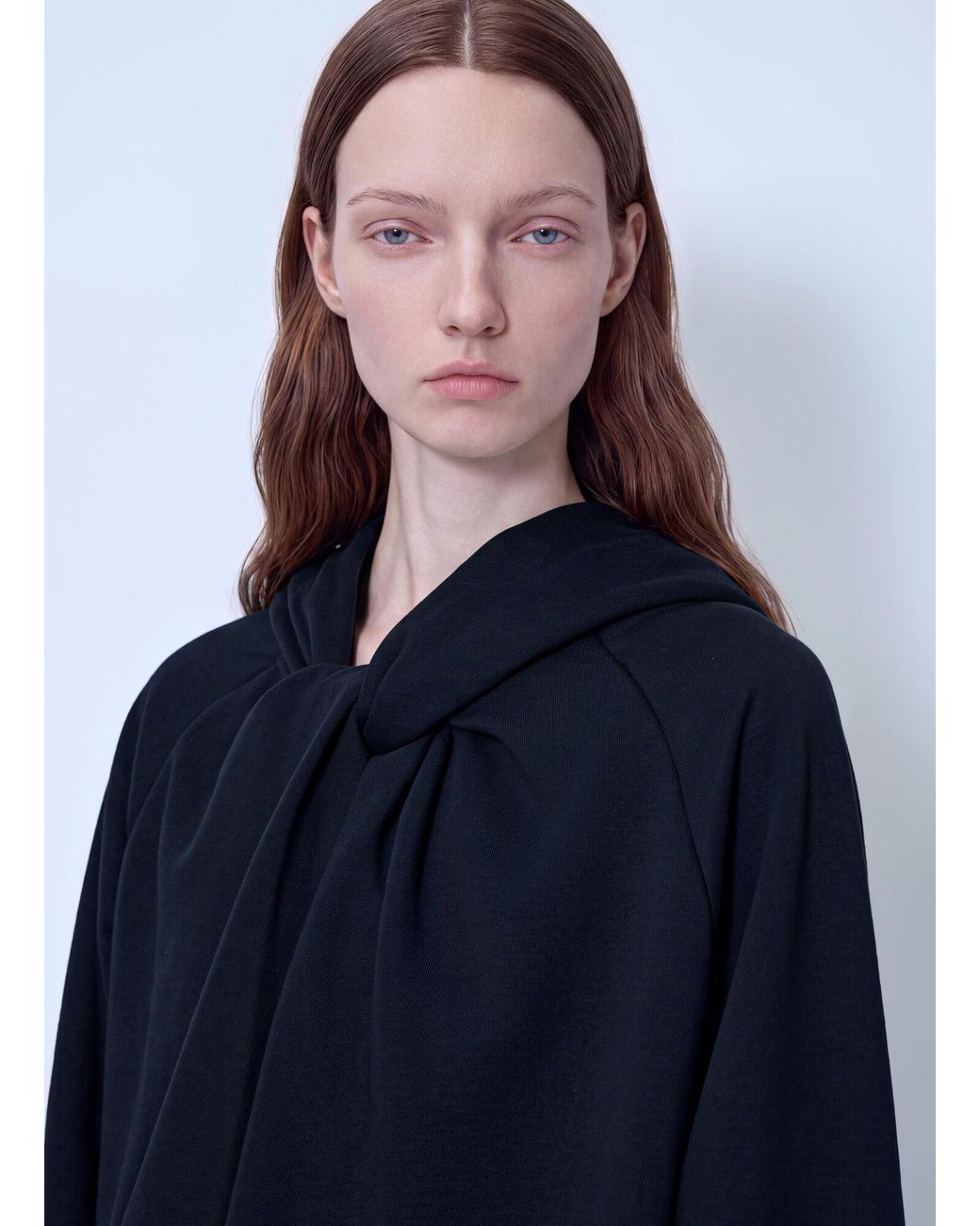 Dries Van Noten Blue Relaxed Hoodie With Gathered Neckline