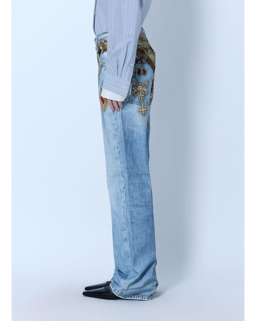 Acne Blue Trompe-'Œil Jewellery Jeans