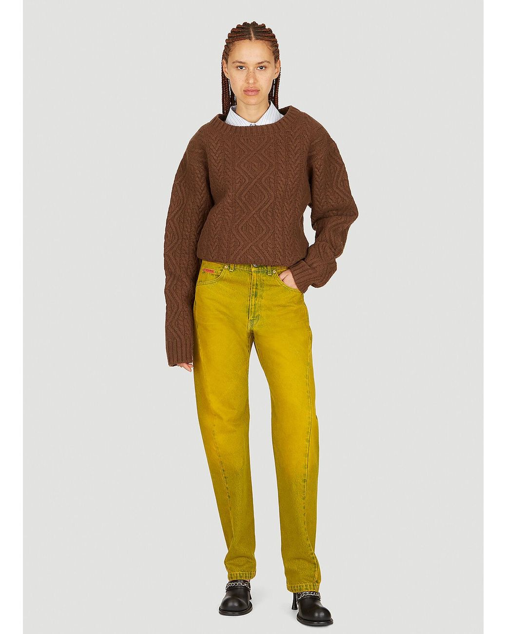 Martine Rose Yellow Twist Seam Jeans