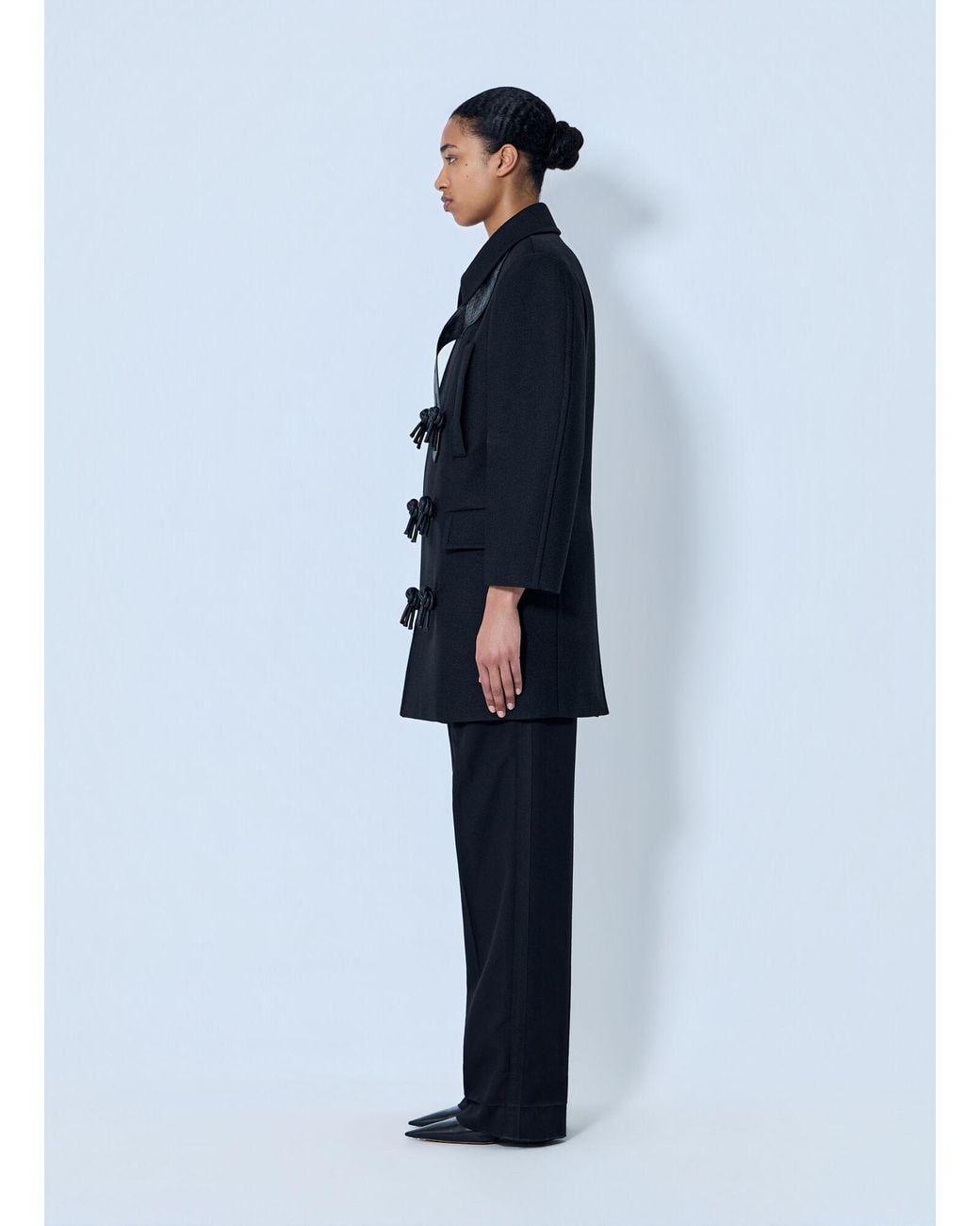 Bottega Veneta Blue Double-Breasted Coat With Knot Details