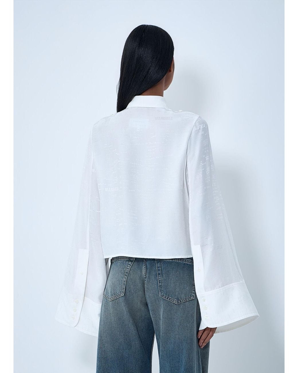 MM6 by Maison Margiela White Button-Down Shirt With Long Flared Sleeves