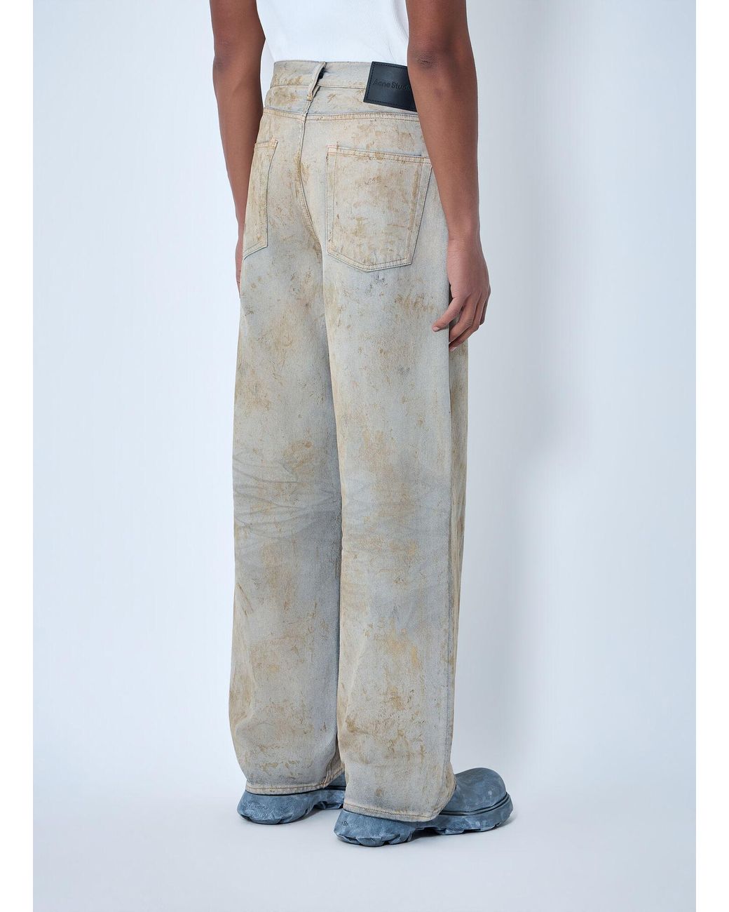 Acne Gray Wide-Leg Distressed Pants for men