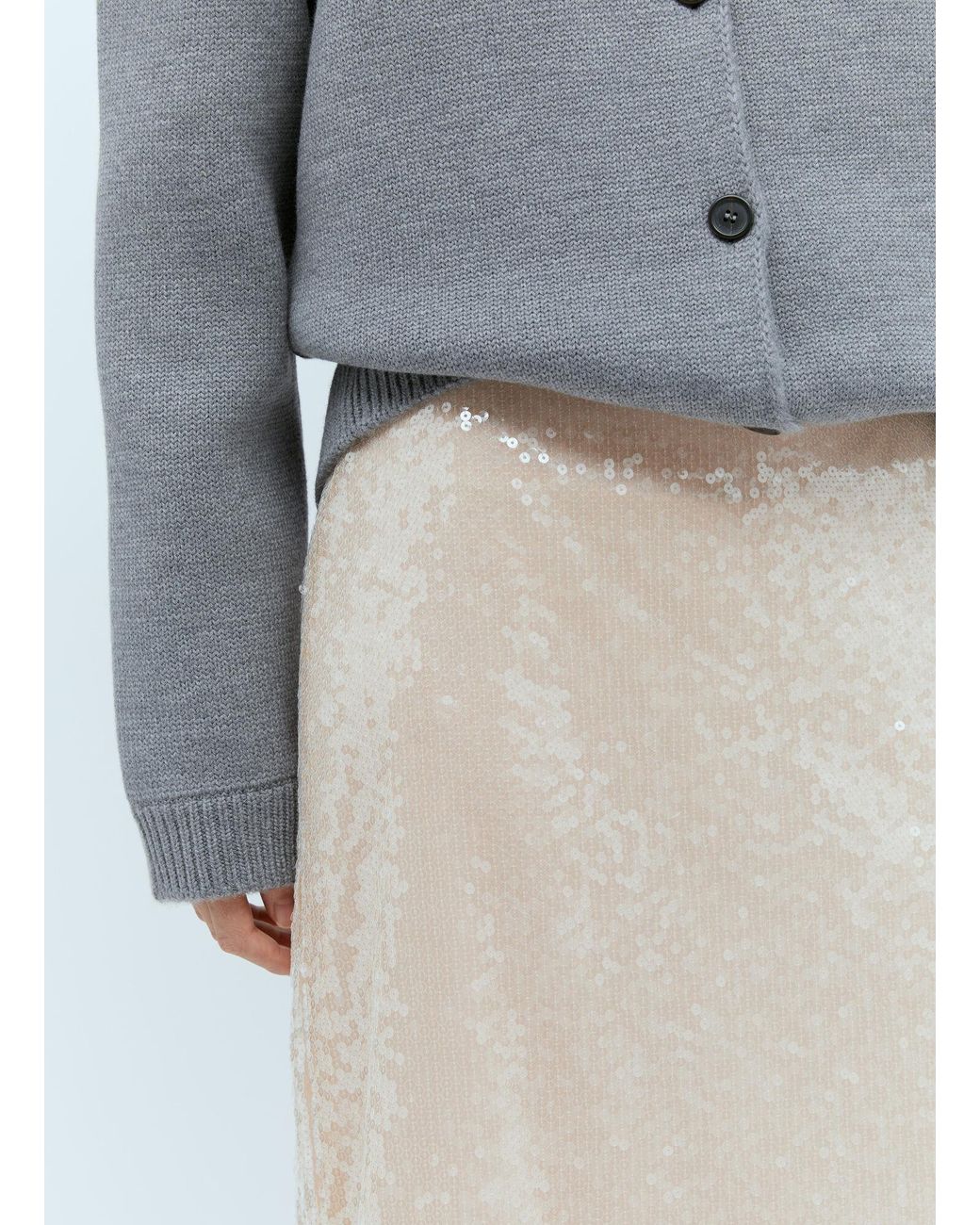 Gucci White Sequin-Embroidered Tulle Skirt
