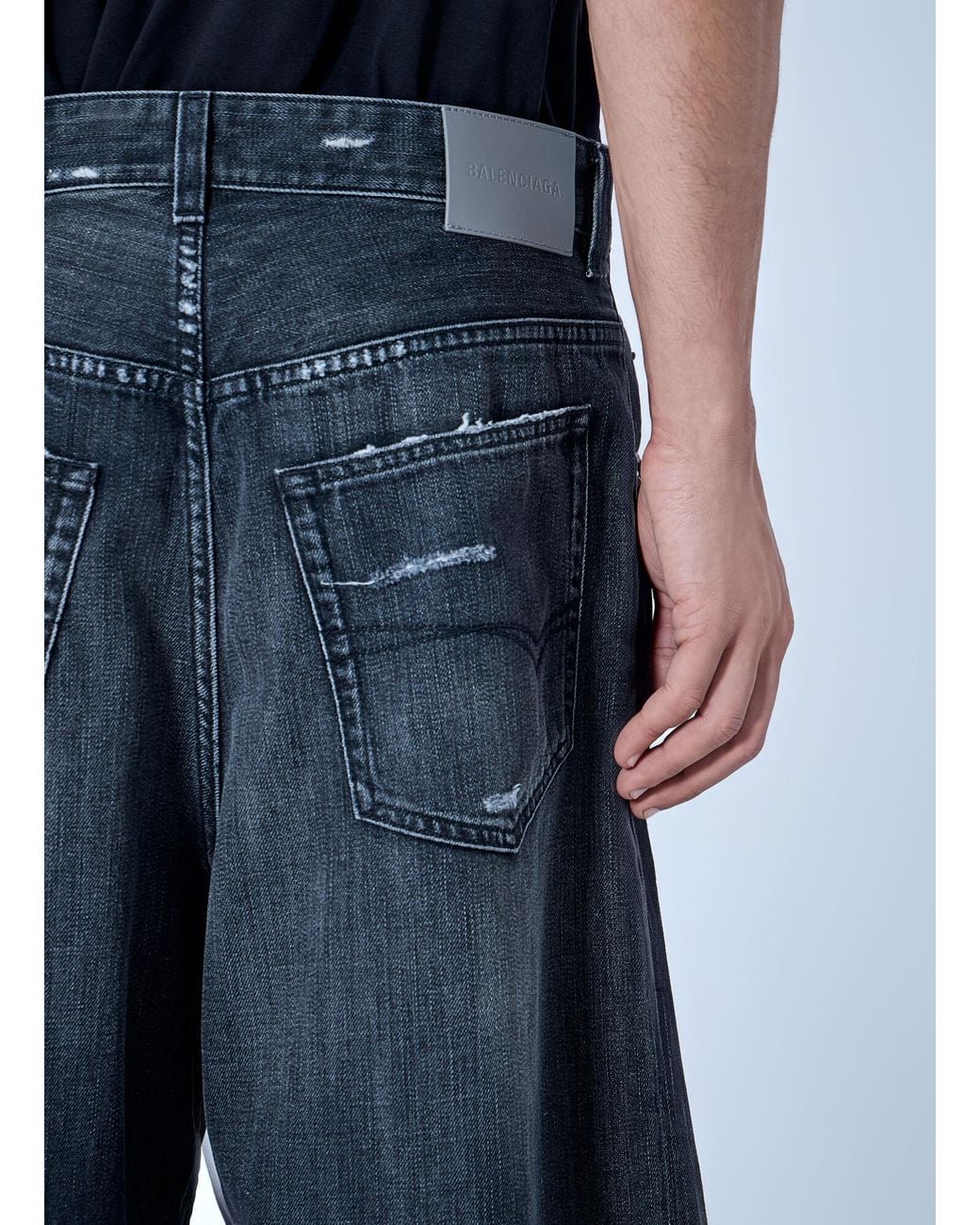 Balenciaga Blue Pleated Baggy Jeans for men
