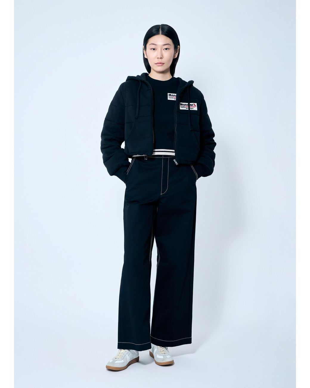 8 MONCLER PALM ANGELS Blue Wide-Leg Pants
