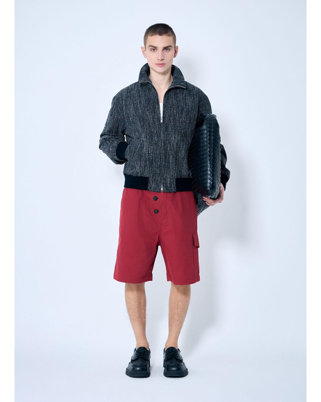 Bottega Veneta Red Light Cotton Twill Shorts for men