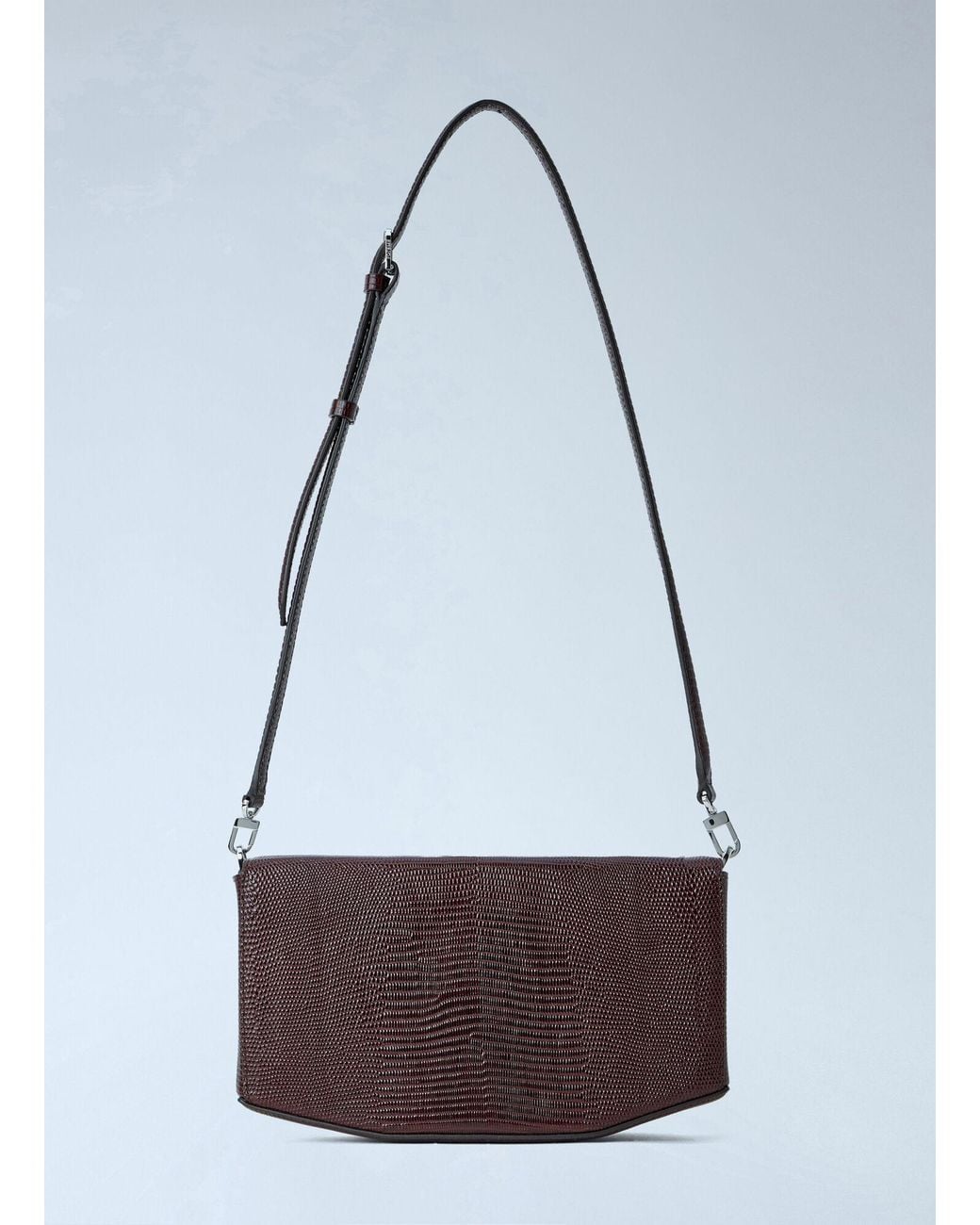 Totême  Brown Clip Lizard-Embossed Shoulder Bag